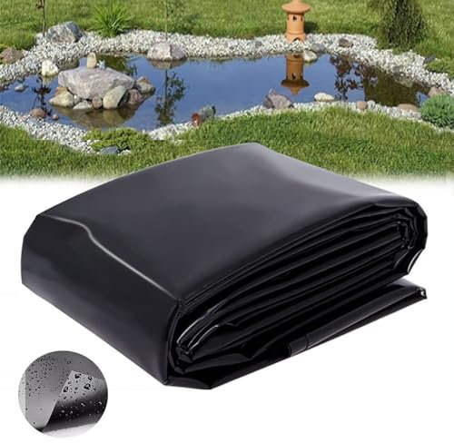 Schwarze HDPE-Teichfolie für Gartenteich, wasserdichte Abdeckplane, Pool-Membran, Fischteich-Folie, Springbrunnen, Wasser, Garten, Wasserfall, 12,5 x 14 m
