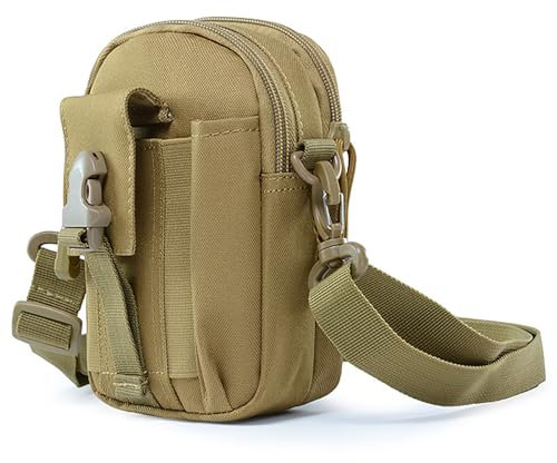 YISILINYX Bolsa Cintura Táctica,Bolso Cinturón Militar 900D Tela de Oxford Impermeable Correas Ajustables para Hombros Riñonera Tactica para Senderismo, Camping, Viajes, Ciclismo (Caqui)