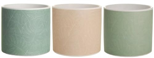 Muddy Hands Set of 3 Leaf Print Ceramic Planters Indoor Home Decorative House Plant Pot Cover Holder