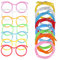 Lot de 8 Lunettes pour Pailles Réutilisables en Forme, Boucles Réutilisables en Paille à Boire, Paille de Lunettes Fantaisie pour Enfants, Fêtes, Réunions Annuelles, Anniversaires