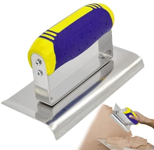 Generic Coupe-bordure à extrémité incurvée en acier inoxydable – Coupe-bordures de ciment en acier, outils droits pour béton | Truelle de bordure avec poignée souple, étapes de façonnage et de vagues