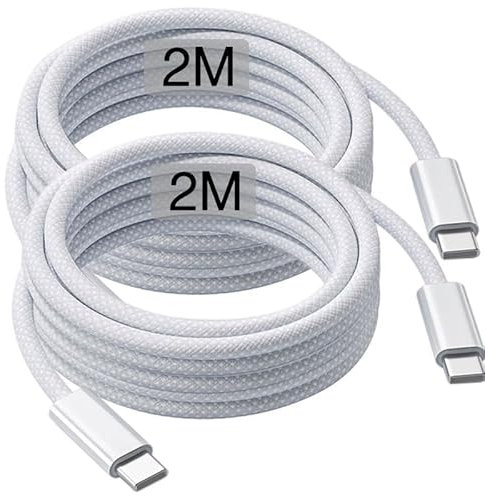 USB C auf USB C Kabel 2m IPhone Ladekabel Schnellladekabel für IPhone 16 Pro Max/15 Plus/16E,Handyladekabel Datenkabel Type C für iPad Pro 10/11th,Samsung Galaxy Z Flip 7/6/5/4,Nothing ladegerät(Weiß)