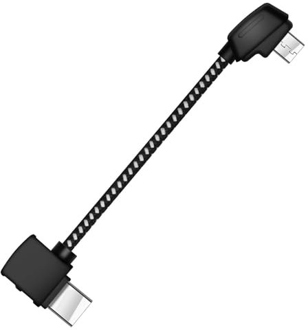 Hemlosk Micro AB a USB C Cable, Cable de Control Remoto Tipo C para DJI Mavic Mini, Mavic 2 Pro Zoom/Air/SE/Pro Platinum, Alambre Trenzado de Nnailon, Codo, 9 CM