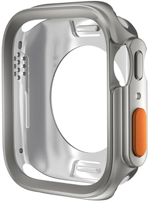 GANYUU Wechseln Sie zu Ultra Hülle für Apple Watch Case 45 mm 44 mm 41 mm 40 mm TPU Soft Deckung für die IWatch -Serie 9 8 7 6 Se 5 4 Upgrade Ultra 2 1 49mm Uhr Watch Hülle(Titanium,45mm)
