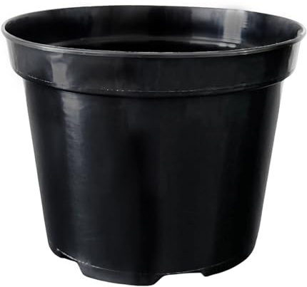Growcery Round Black Plant Pots – Durable Plastic Nursery Pots for Indoor & Outdoor Gardening | Sizes: 1L, 3L, 5L, 7.5L, 10L, 15L, 20L, 25L | Ideal for All Plants (Round 5pcs, 25L)