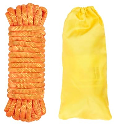 Gangying 10m Static Climbing Rope 12mm High Strength Rappelling Orange | CE/UIAA Certified, Heavy Duty Nylon Abseiling, Fire Rescue, Hiking, Camping, Caving, Breaking Strength of 3200kg