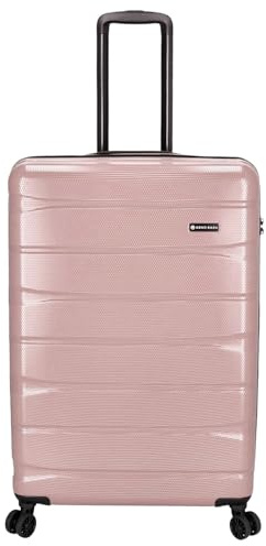 Kenorada Reisekoffer 77cm mit 100L Volumen | Wave Spinner L Hartschale Trolley | Großer Urlaubskoffer mit TSA-Schloss & 360° Rollen | Leicht (Rose, L 77cm)