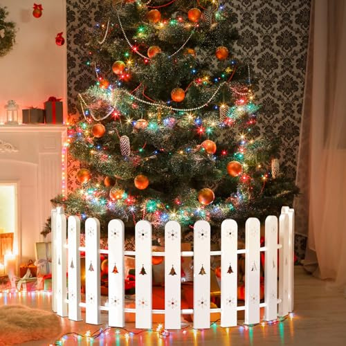 Weihnachtsbaum-Schutzzaun für Hunde & Kinder 35 Stück, Dekorativer Weißer Zaun als Effektiver Schutz, Dtabiles Gitter für den Weihnachtsbaum für Innen- und Außenbereich