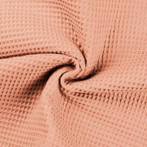 Waffelpiqué Meterware uni - Baumwolle Waffelmuster - Waffelstoff, Handtuchstoff, Badetextilien *ab 50cm, Farbe: 033 lachs
