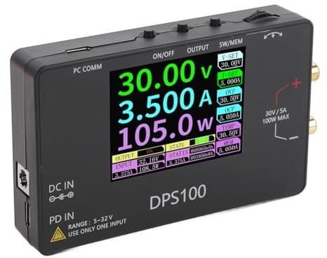 SALALIS Fuente de Alimentación Ajustable DPS100 100W DC 30V 5A Fuente de Alimentación Variable Programable con Mecanismos de Seguridad para Ingenieros