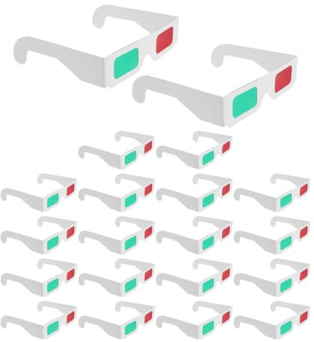 20 Pezzi Occhiali 3d Rosso Verde in Materiale Cartaceo e Plastica | Uso Usa Getta, Custodia Protettiva Inclusa, Adatti a Adulti, per Eventi Film 3d e Foto