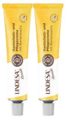 Lindesa Pflegecreme mit Bienenwachs | Handcreme, Hautschutzcreme, Handpflege | Metall-Tube ( 2 x 50ml )