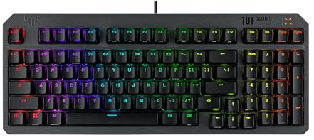 ASUS TUF Gaming K3 Gen II - Tastiera da gaming compatta a 97 tasti, switch opto-meccanici RGB, guarnizione in silicone, schiuma ammortizzante, tenuta IP57, piastra superiore rimovibile e Aura Sync,
