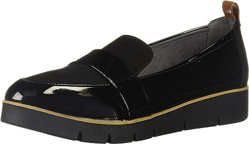 Dr. Scholl's Shoes Webster, Mocassino Donna, Black Patent Microfiber, 37.5 EU