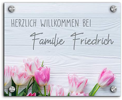 Namensschild Türschild für die Haustür in 3 Größen ab 20x16 cm mit UV Druck und einem einzigartigem Design Eingangsschild Garten Familienschild Klingelschild Klingelplatte Funk-Klingel