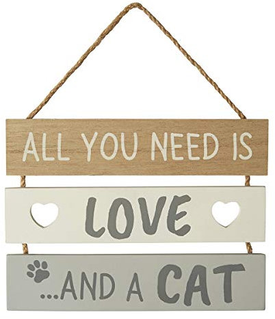 Transomnia All You Need is Love and a Cat Wooden Slatted Sign | Plaque