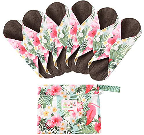 7 Stück/Set Waschbare/Wiederverwendbare Slipeinlagen mit Holzkohle Absorbency Menstruation-Pads Waschbare Stoffbinden, Wiederverwendbare Binden