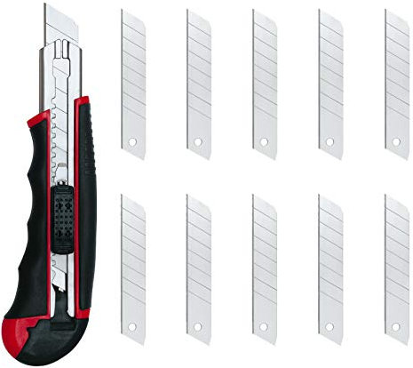 Wedo 78418 Cutter Autoload (18mm, inklusiv 6 + 10 Klingen im Magazin) rot/schwarz