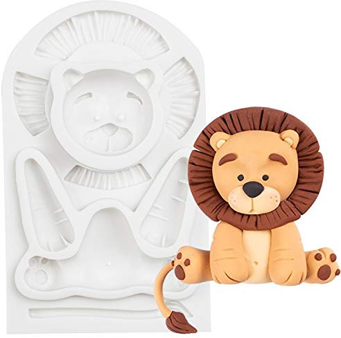 Moule en silicone en forme de lion pour fête prénatale, anniversaire, décoration de gâteau, chocolat, cupcake