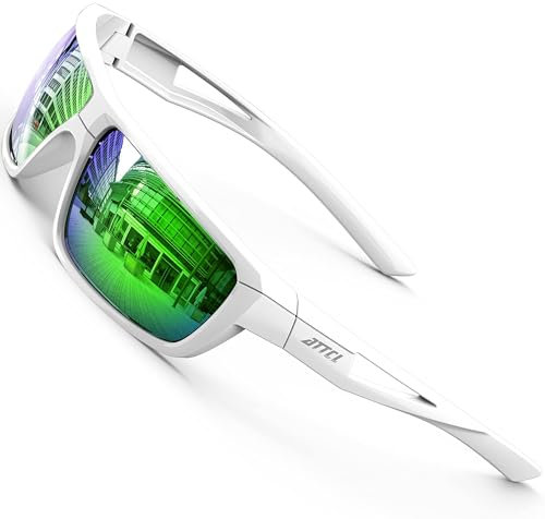 ATTCL Sport Polarisierte Sonnenbrille Für Herren Damen TR90 Radfahren Fahren Angeln UV-Schutz Sonnenbrillen 2021 Weiß/Grün