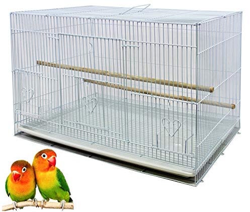 BPS Jaula Loro Metal para Pájaros Pajarera Periquito Canarios Jaula Grande con Comedero Bebedero Saltador 60x39.5x40cm Blanco BPS-12034
