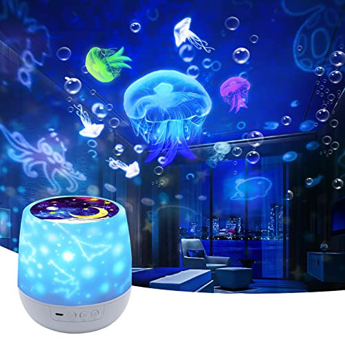 KELAHOUSE Ocean Star Night Light Projector for Kid, Kids Jellyfish Galaxy Projector, Nebula Star Boys Girls USB Night Light, 360 Degree Rotating Projection Lamp
