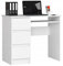 Bureau Informatique Blanc avec 3 tiroirs à Gauche et Un tiroir Coulissant pour Le Clavier. Un Bureau pour Un Ordinateur de Bureau ou Portable, 90x77x50