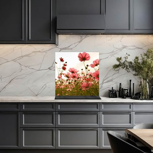 banjado Küchenrückwand Glas ohne Bohren 60x60cm – Glasrückwand Küche mit Motiv Schmuckkörbchen/Spritzschutz Küchenrückwand Glas/selbstklebende Küchenrückwand Platte - magnetisch & beschreibbar