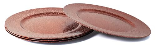 Rammento Lot de 4 assiettes de présentation rondes de 33 cm (33 cm, rouge brillant)