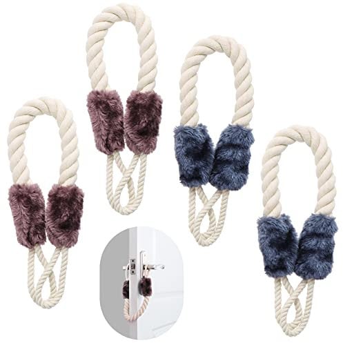 4er Set Türstopper Klinke Baumwolle Türkordel Klemmschutz Türkordeln Einklemmschutz für Türen Baumwolle Fenster Stopper für Haustier und Kinder Fingerschutz