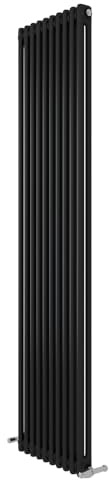 iBathUK Regency Wall-Mounted Vertical 2 Column Radiator, Steel Cast Iron Style High Thermal Output Hydronic Central Heating, Traditional Designer Radiator in Matt Anthracite, 1800 × 470mm