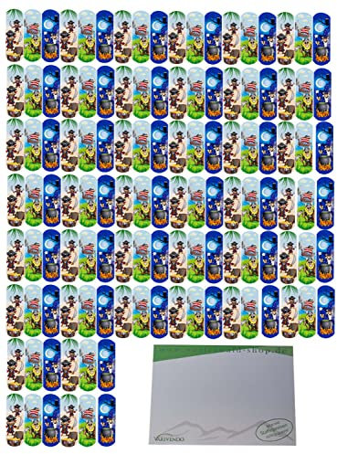 120 Stück FIGO professional Kinder-Pflaster + varivendo Notizblock (120x Abenteurer)