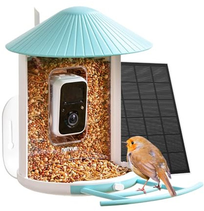 NETVUE by Birdfy Smart Bird Feeder Camera, Auto-Identify, Notify, Record Video, Collect Permanently, Birdwatching Recap, High-Definition Bird Camera, Birdfy Feeder AI Blue+Solar