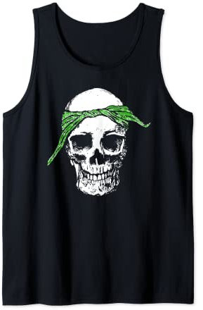 HipHop Skull & Green Do Rag Bandana Old School Rap Retro Tank Top
