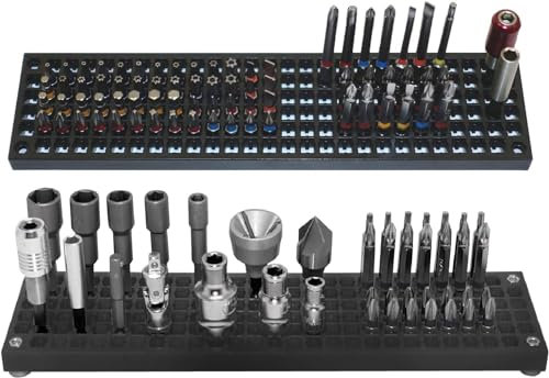 FREE ZONE - Bit-Organizer-Set (Schwarz, 2 Stück) | 158 Löcher für Aufbewahrung | 1/4 Zoll Sechskant- & Antriebs-Adapter-Aufbewahrung | Schraubendreher-Organizer | Werkzeuge Nicht Enthalten