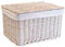 Arthur Cameron - Lined Wicker Hamper with Removable Lid & Cotton Lining - Perfect for Bathroom, Living Room or Bedroom Storage - Storage Basket with Lid, Large Storage Box (White Wash, Large)