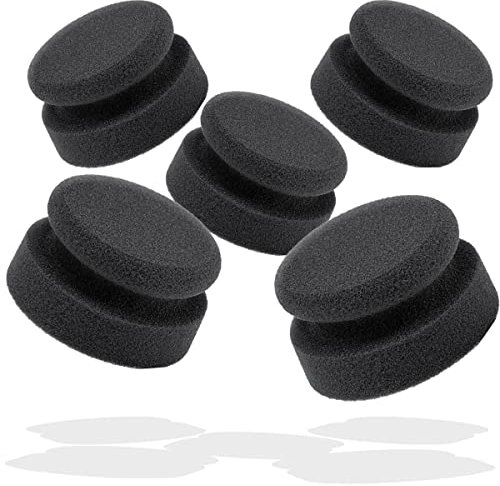 detailmate Autopflege - Made in Germany - 5er Pack Handpolierschwamm Soft, schwarz (feinzellig), Ø 90/50mm aus Premium Schaumstoff für/Wachse/Applikator für Pflegeprodukte auf Kunststoff, Reifen