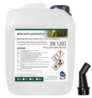 Büsch-SK-2TK Alkylatbenzin | 1:50 Benzin Fertiggemisch | Gerätebenzin für 2-Takt-Motorgeräte, Kettensäge, Motorsägen, Motorräder
