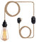 15FT Vintage Plug in Pendant Light Cord Hanging Light Dimmer Switch Kit DIY with Twisted Nylon Rope, Industrial Ceiling Pendant Lighting E26 E27 Socket for Farmhouse Kitchen Cable [Energy Class A++]