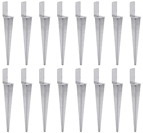 16x Universeller Pfostenträger zum Einschlagen L, Pfostenträger Feuerverzinkt Einschlaghülse Pfostenträger Bodenhülse Einschlagbodenhülse Pfosten Anker Stahl Silber (16, 70x600)