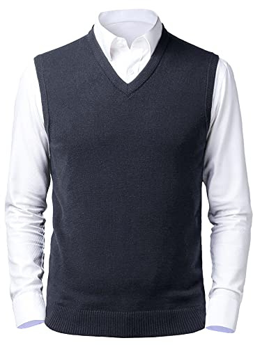 Btmpmcs Gilet Maglione Senza Maniche da Uomo Pullover in Maglia di Lana con Scollo a V Classico Panciotto Cardigan Canotte Smanicato Pullunder per Autunno Inverno
