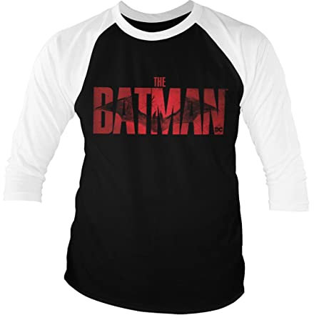 Batman Offizielles Lizenzprodukt The Baseball 3/4 Ärmel T-Shirt (Weiß-Schwarz), X-Large