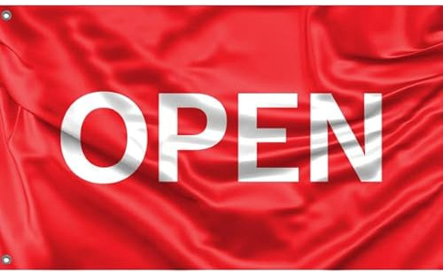 Drapeau rouge ouvert | Impression au design unique | Fabriqué dans l'UE (90 x 150 cm)