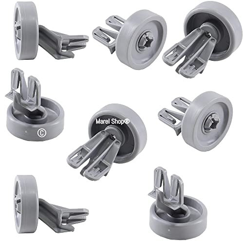 Marel Shop® - Kit 8 Pezzi Ruote Rotelline per Cesto Inferiore Lavastoviglie compatibile con Whirlpool Ignis Bauknecht per Modelli: ADG686FD - ADG8732WH - ADG8733