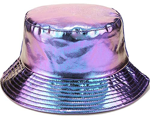 XYIYI Damen Pu Leder Violett Blau Regenhüte Wasserdichter Fischerhüte