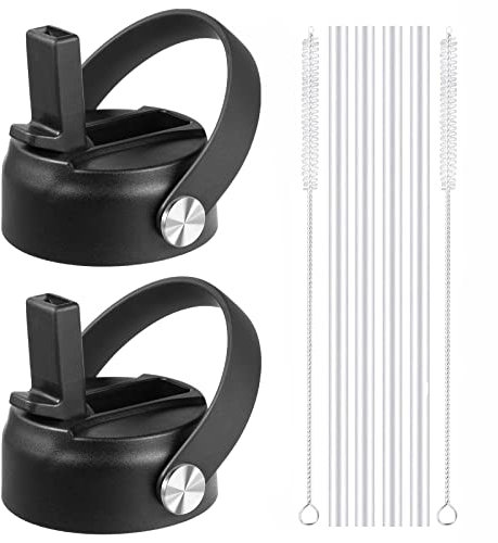 Straw Lid for Hydro Flask Wide Mouth, Lids with Straw for Hydroflask 12 16 18 20 32 40 oz Wide Mouth, Replacement Straw Cap for Hydroflask, Top Sport Bottle Lids Accessories,Black 2 Pack
