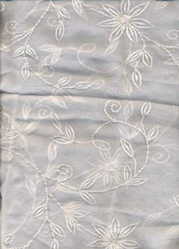 Bestickter weißer Seiden-Chiffon-Stoff, 111,8 cm