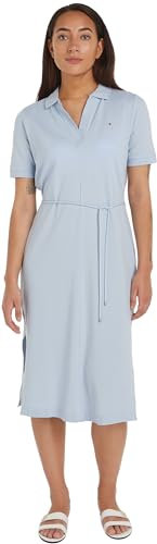 Tommy Hilfiger Robe Polo Femme Midi Dress Manches Courtes, Bleu (Breezy Blue), XL