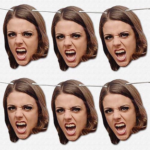 Personalised Photo Bunting Faces - 12 Cutout A5 Photo Faces With Ribbon For Bunting Banner - Ideal for Birthdays, Weddings, Stag Dos or Hen Parties, 18th 21st 30th 40th 50th 60th