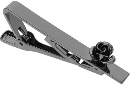 VGOL Herren-Krawattennadel mit Rosenmotiv, quadratischer Rand, Krawattennadel für Männer, Jahrestag, Hochzeit, Business, 5,7 cm, Messing, Hellschwarz, 5.7cm, Messing, Kein Edelstein